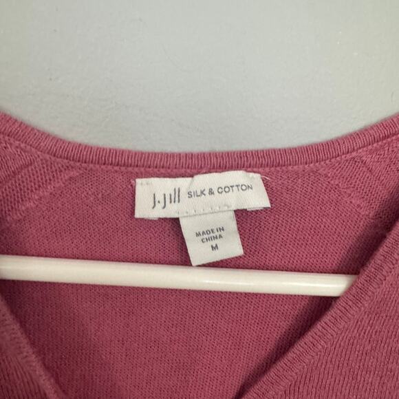 J. Jill Silk & Cotton Muted Pink Pullover Sweater V-Neck Size Medium 55% Silk - Picture 4 of 6